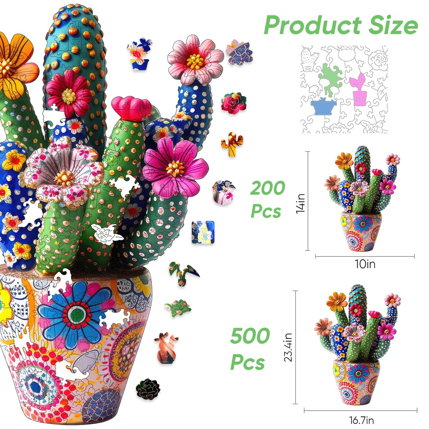 Cactus Flower, Wooden Jigsaw Puzzles