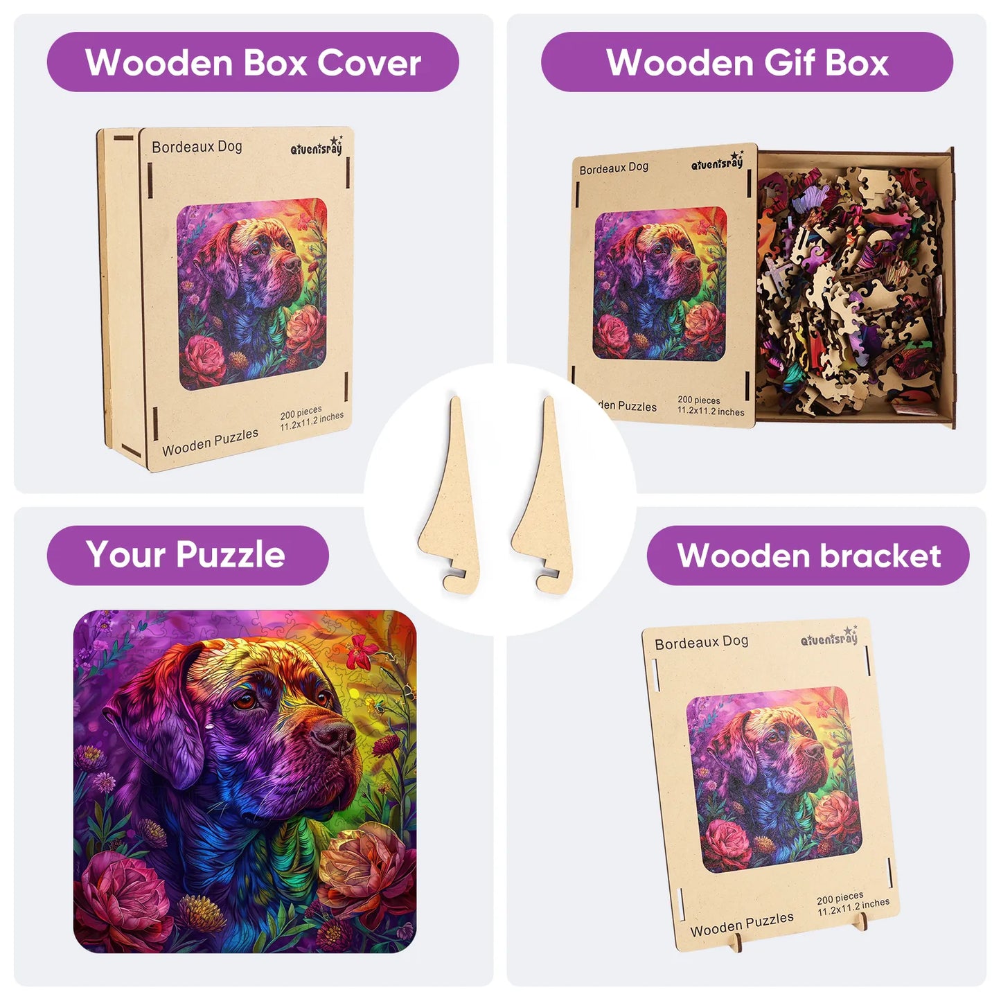 Colored Dog, Wooden Jigsaw Puzzles