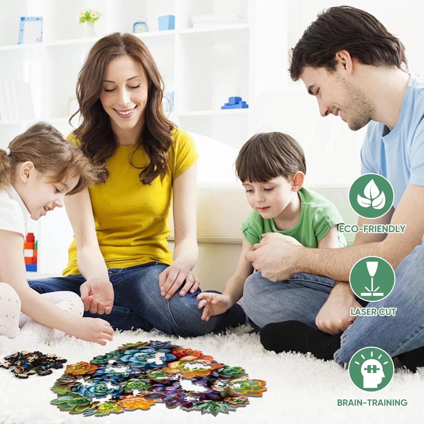 Heart Succulent, Wooden Jigsaw Puzzles