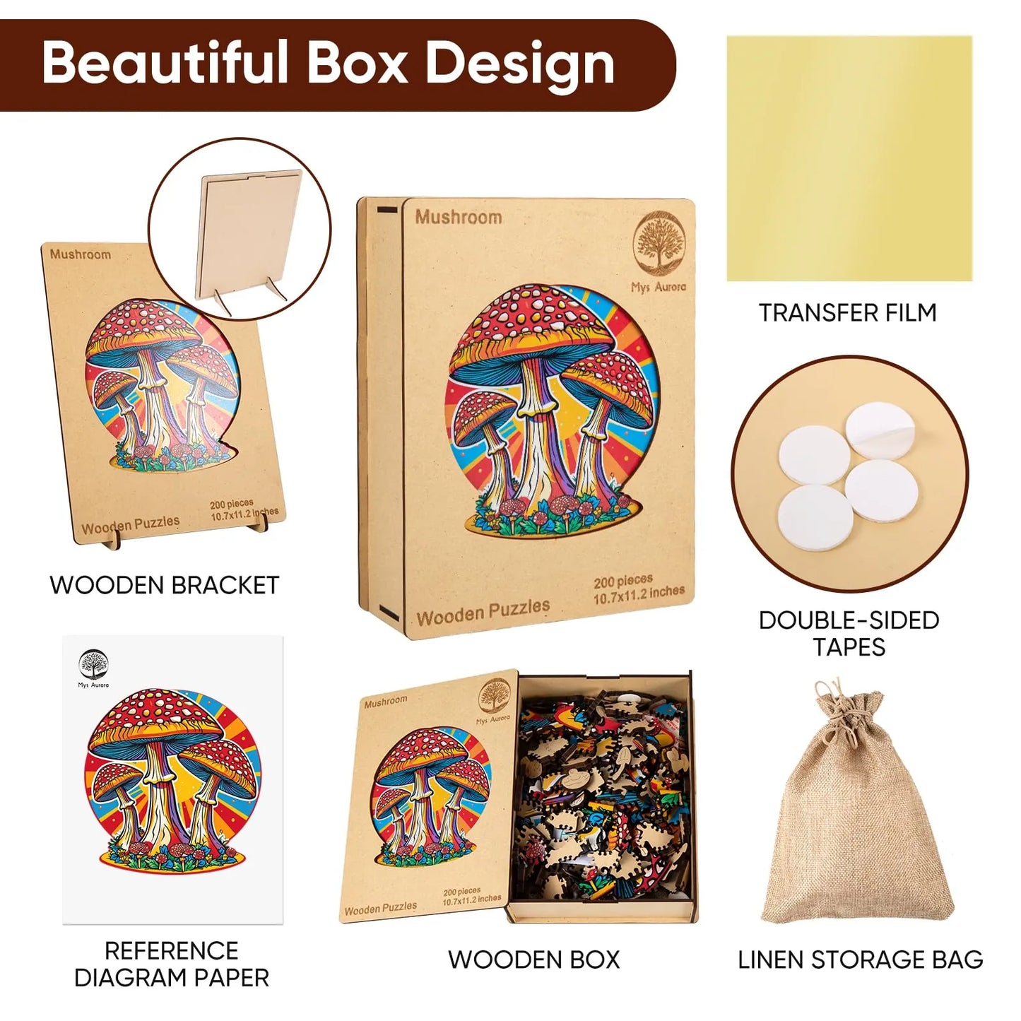 Mushroom, Wooden Jigsaw Puzzles