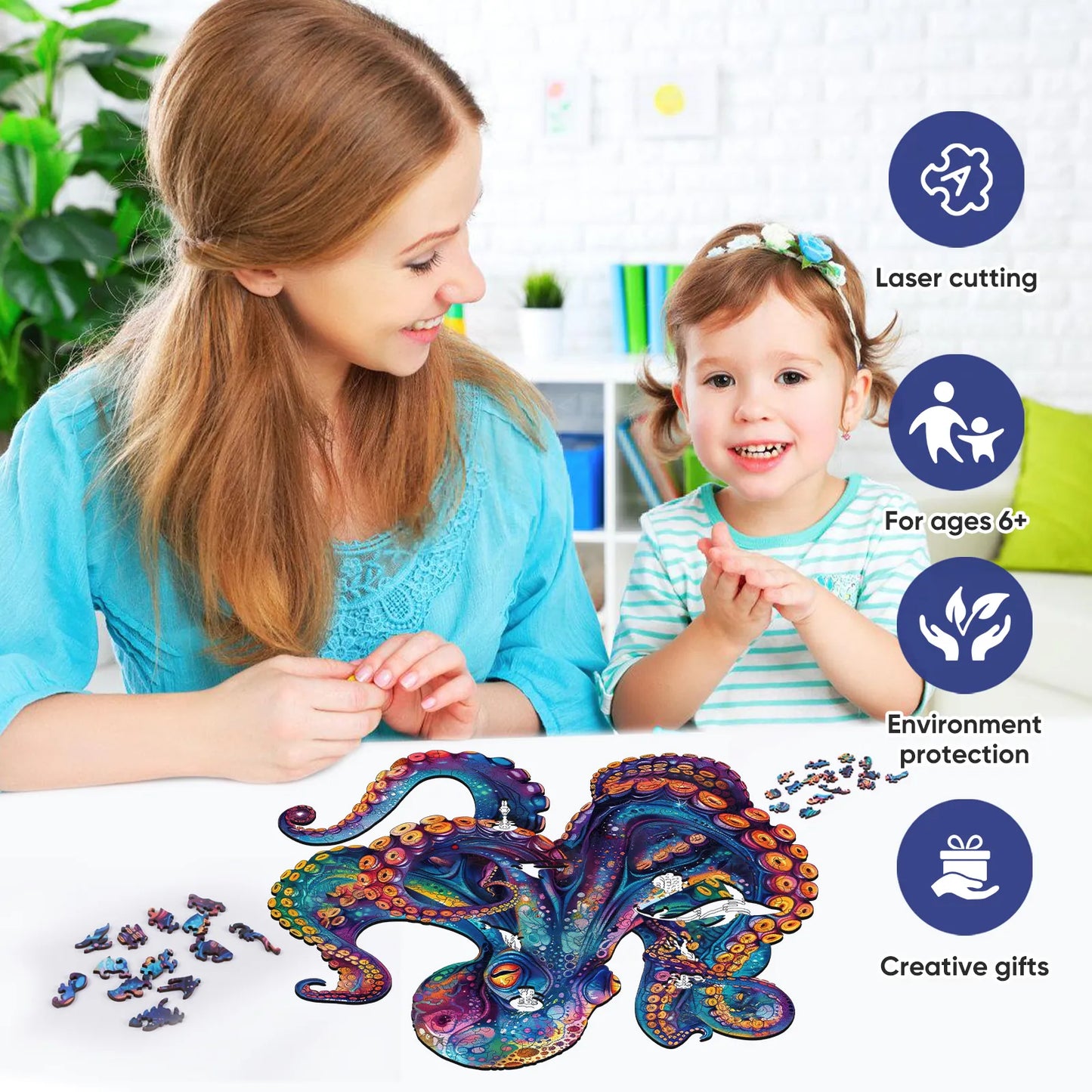 Octopus C, Wooden Jigsaw Puzzles