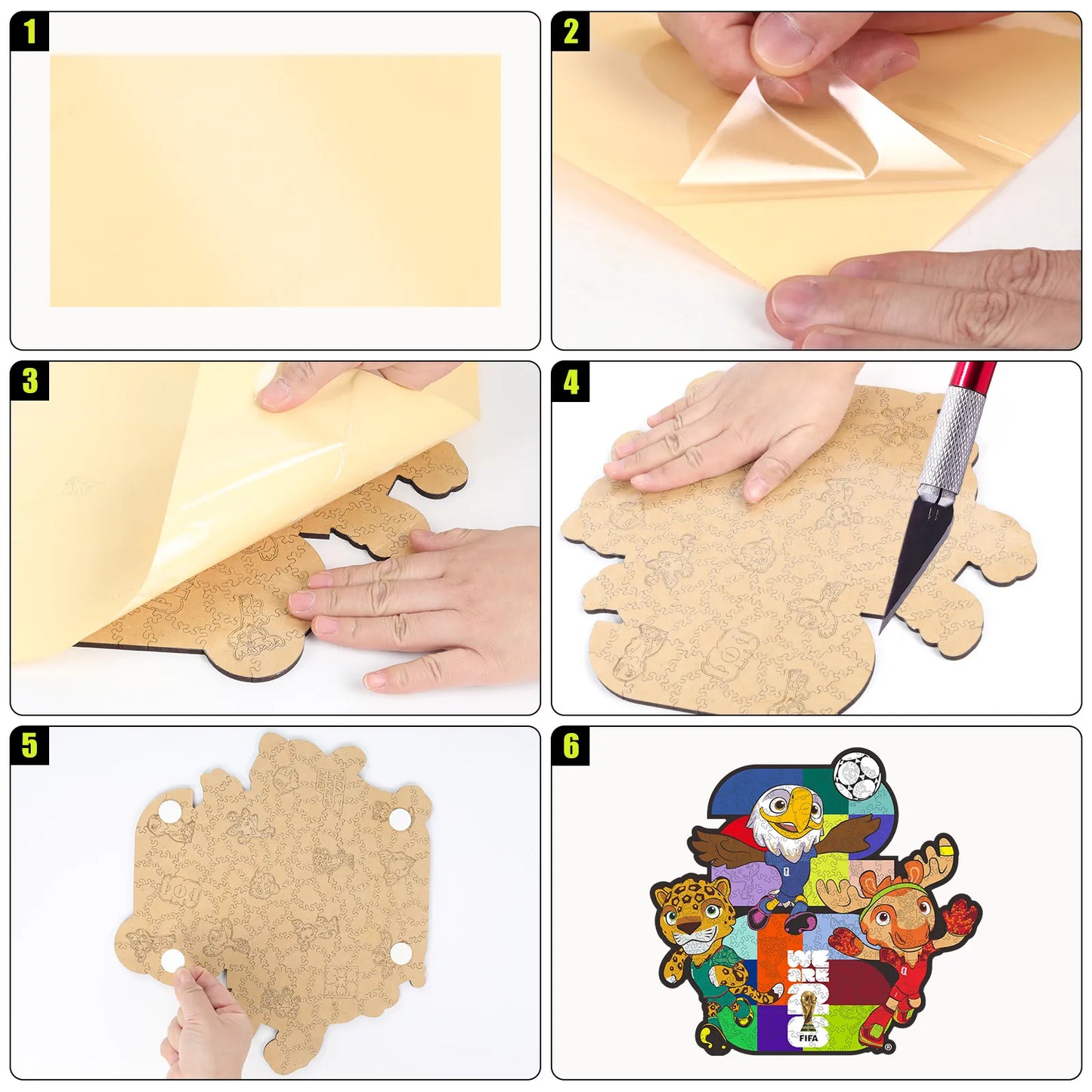 FIFA World Cup 2026 Wooden Jigsaw Puzzle | 150 Pieces, USACANMEX Mascots 26