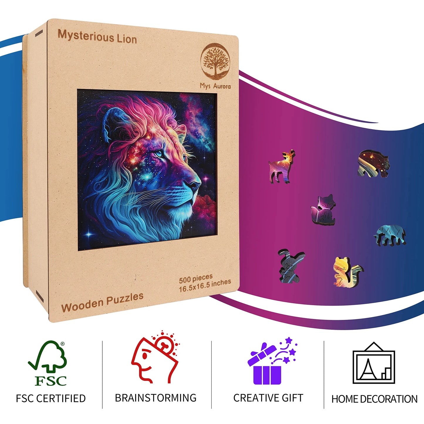 Starry Lion, Wooden Jigsaw Puzzles