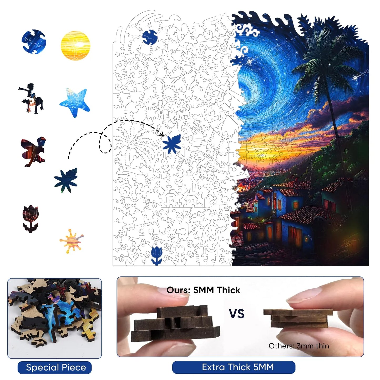 Starry Night, Wooden Jigsaw Puzzles