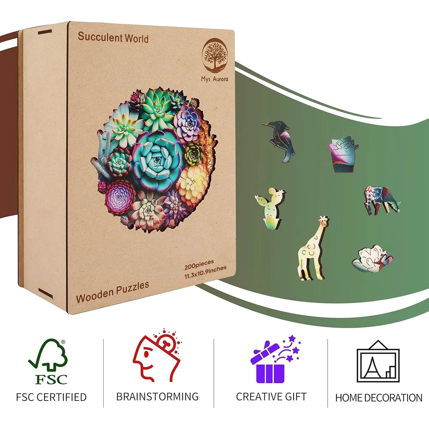 Succulent Plants A, Wooden Jigsaw Puzzles