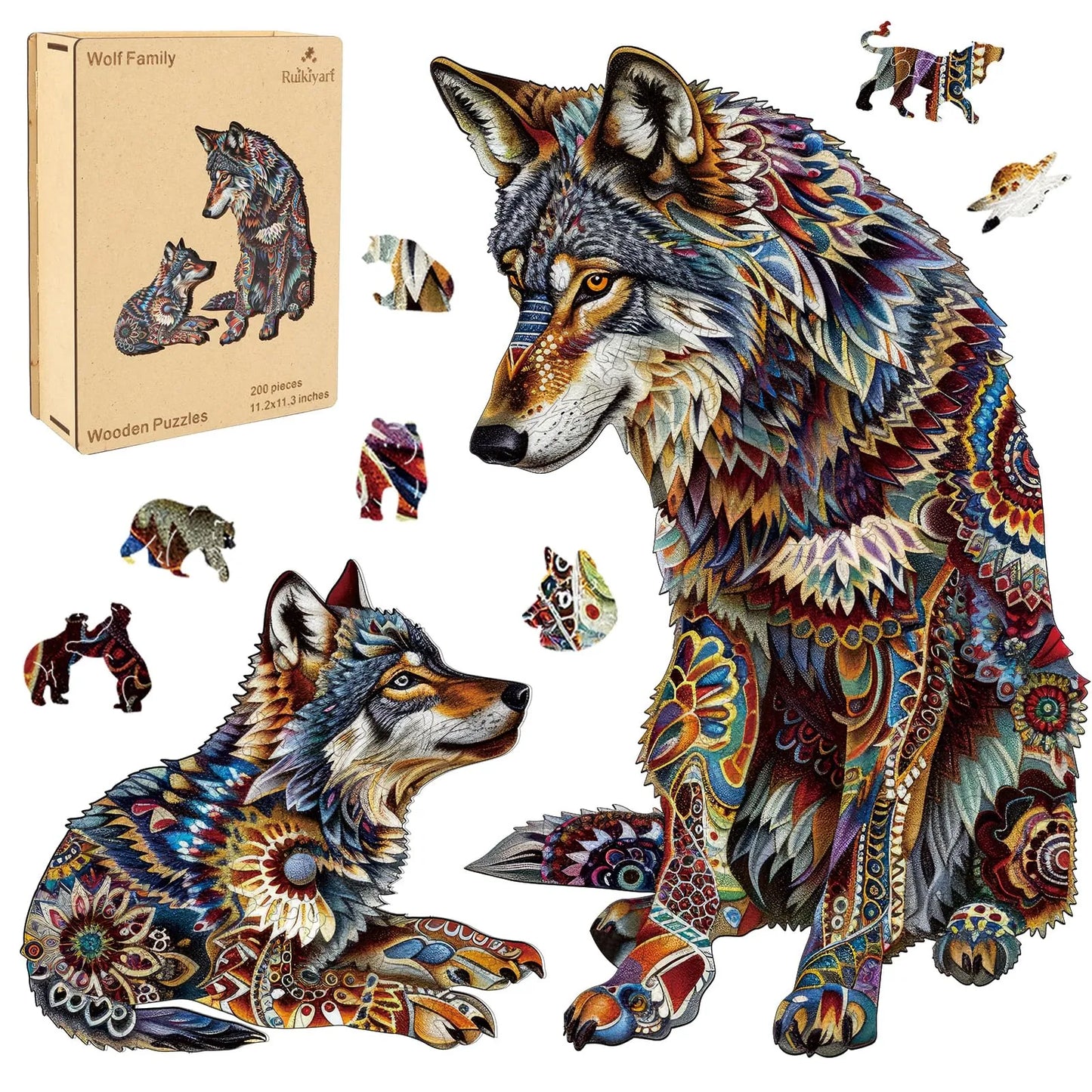 Wolf Family C, Wooden Jigsaw Puzzles