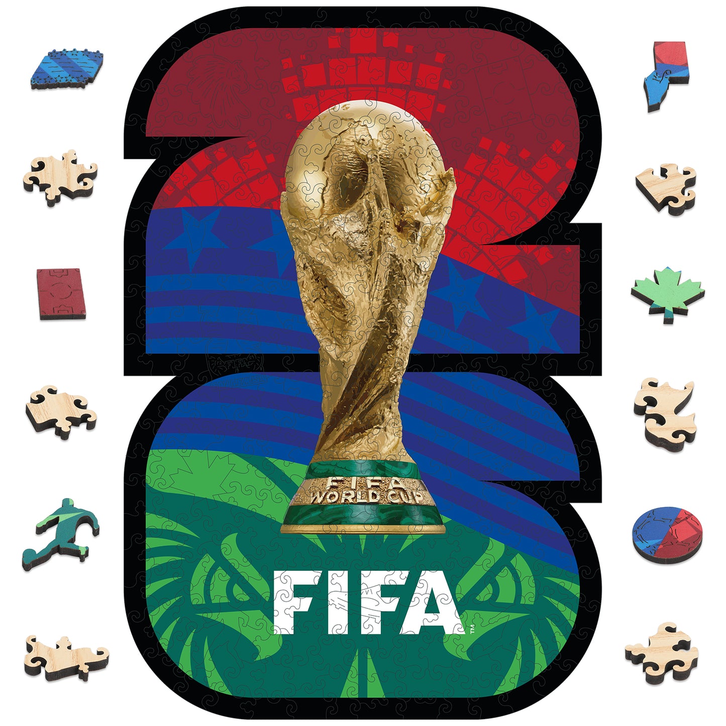 World Cup 2026 Host Countries Poster with Trophy, FIFA Jigsaw Puzzle