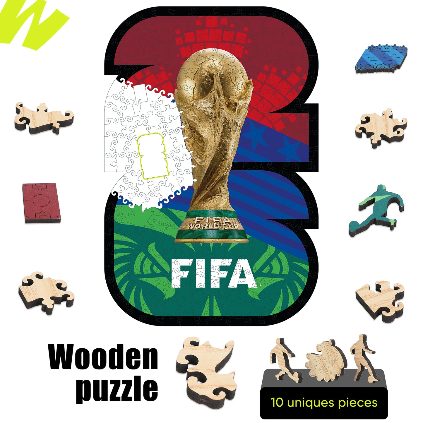 World Cup 2026 Host Countries Poster with Trophy, FIFA Jigsaw Puzzle