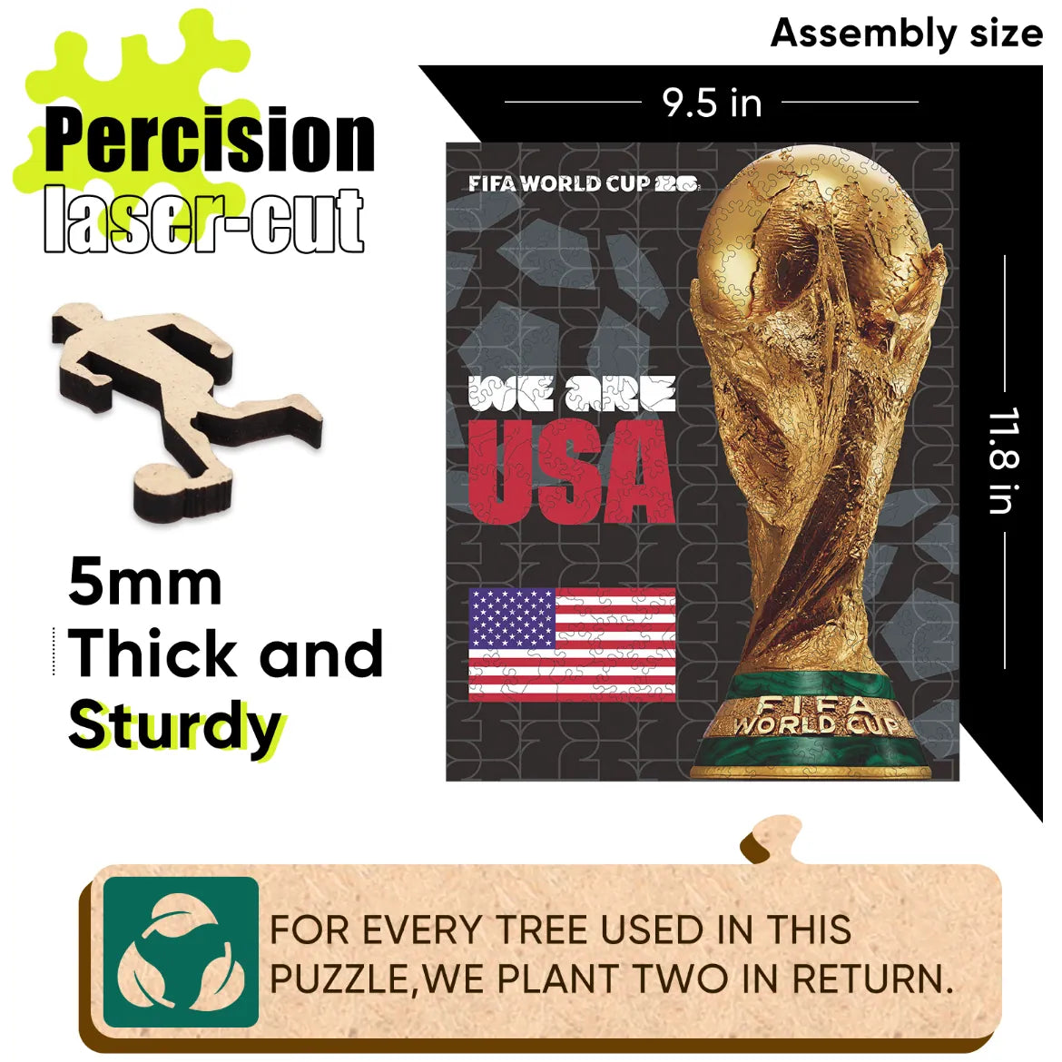 World Cup 2026 Trophy Poster USA, FIFA Jigsaw Puzzle