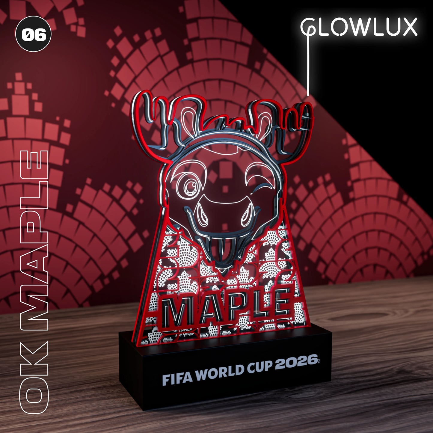 World Cup 2026 Maple the Moose, FIFA Wooden Art Night Light