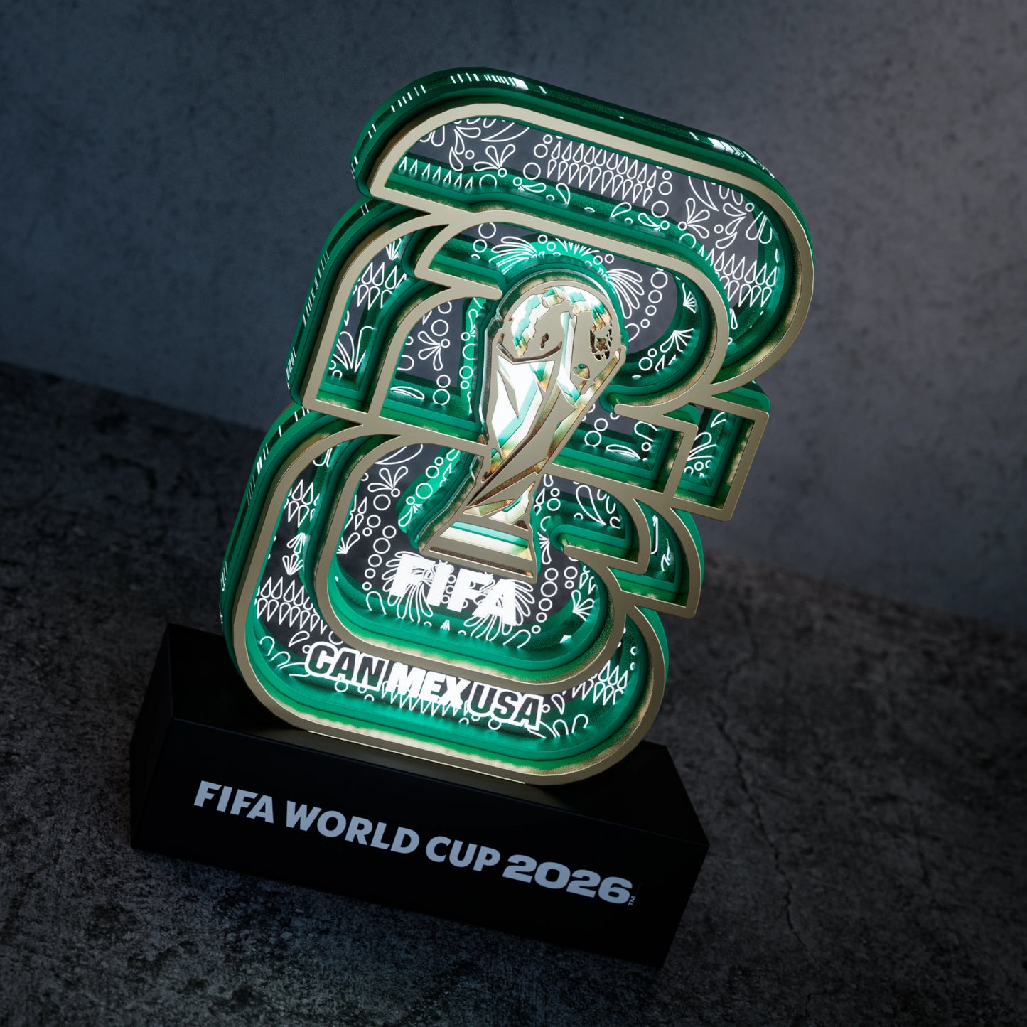 World Cup 2026 Mexico Logo, FIFA Wooden Art Night Light