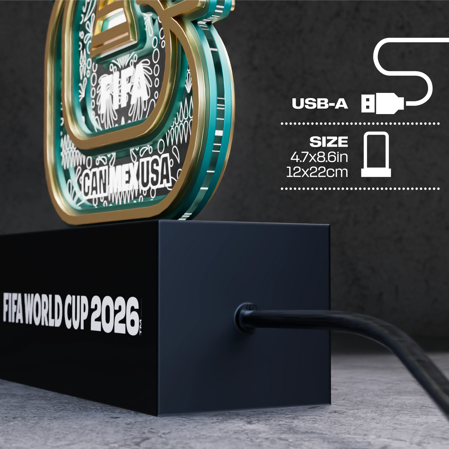 World Cup 2026 Mexico Logo, FIFA Wooden Art Night Light