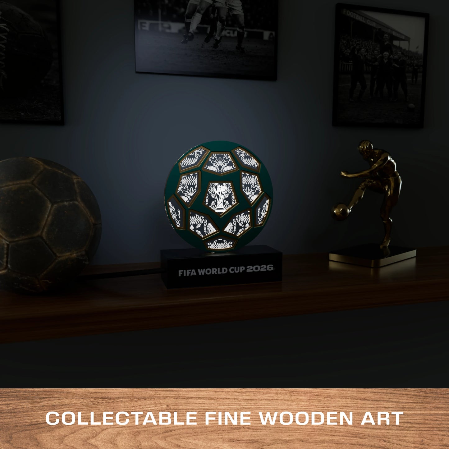 World Cup 2026 Mexico Ball, FIFA Wooden Art Night Light