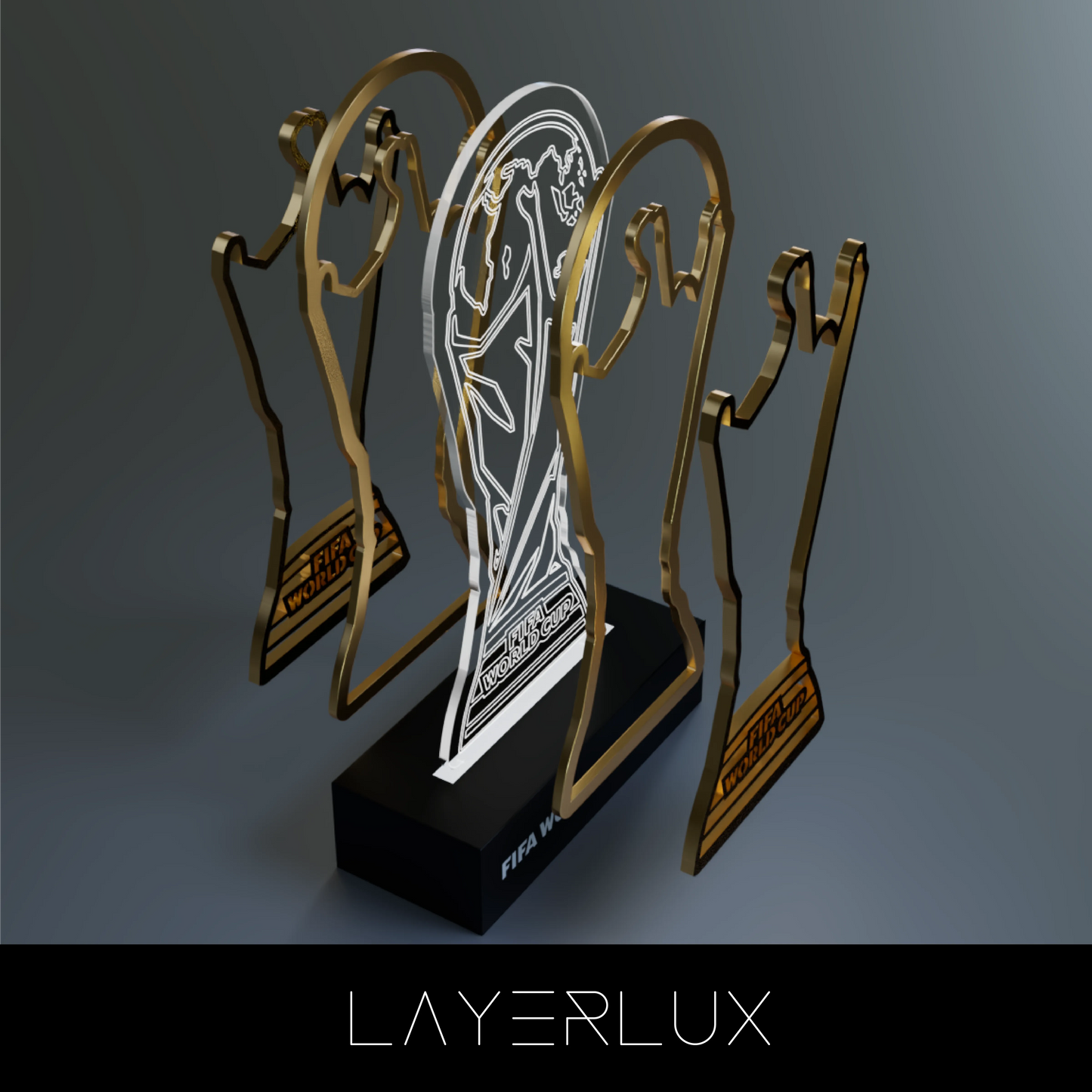 FIFA World Cup 2026 Official Trophy 3D LED Lamp | Layered Wooden Night Light Gift