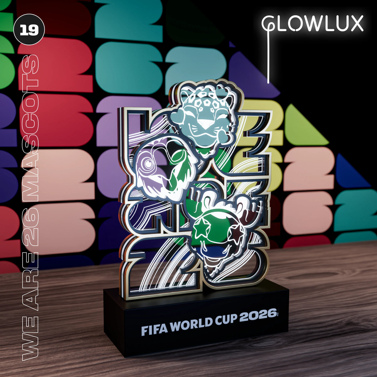 Fifa Cwc Leds FIFA 2026 Mascots 3D LED Lamp | WoodAha