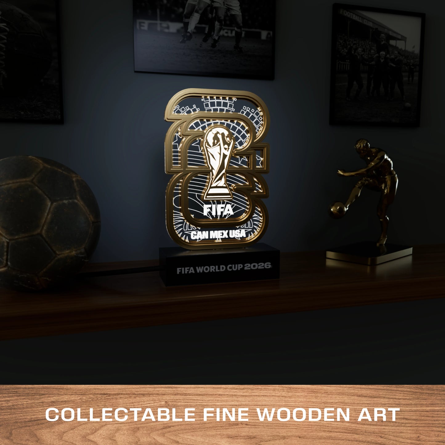 World Cup 2026 We are 26 Trophy, FIFA Wooden Art Night Light
