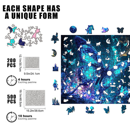 Fluorescent Butterfly A, Wooden Jigsaw Puzzles