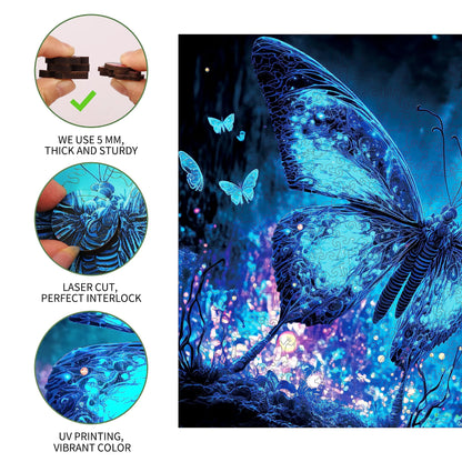 Fluorescent Butterfly A, Wooden Jigsaw Puzzles
