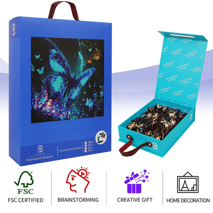 Fluorescent Butterfly A, Wooden Jigsaw Puzzles