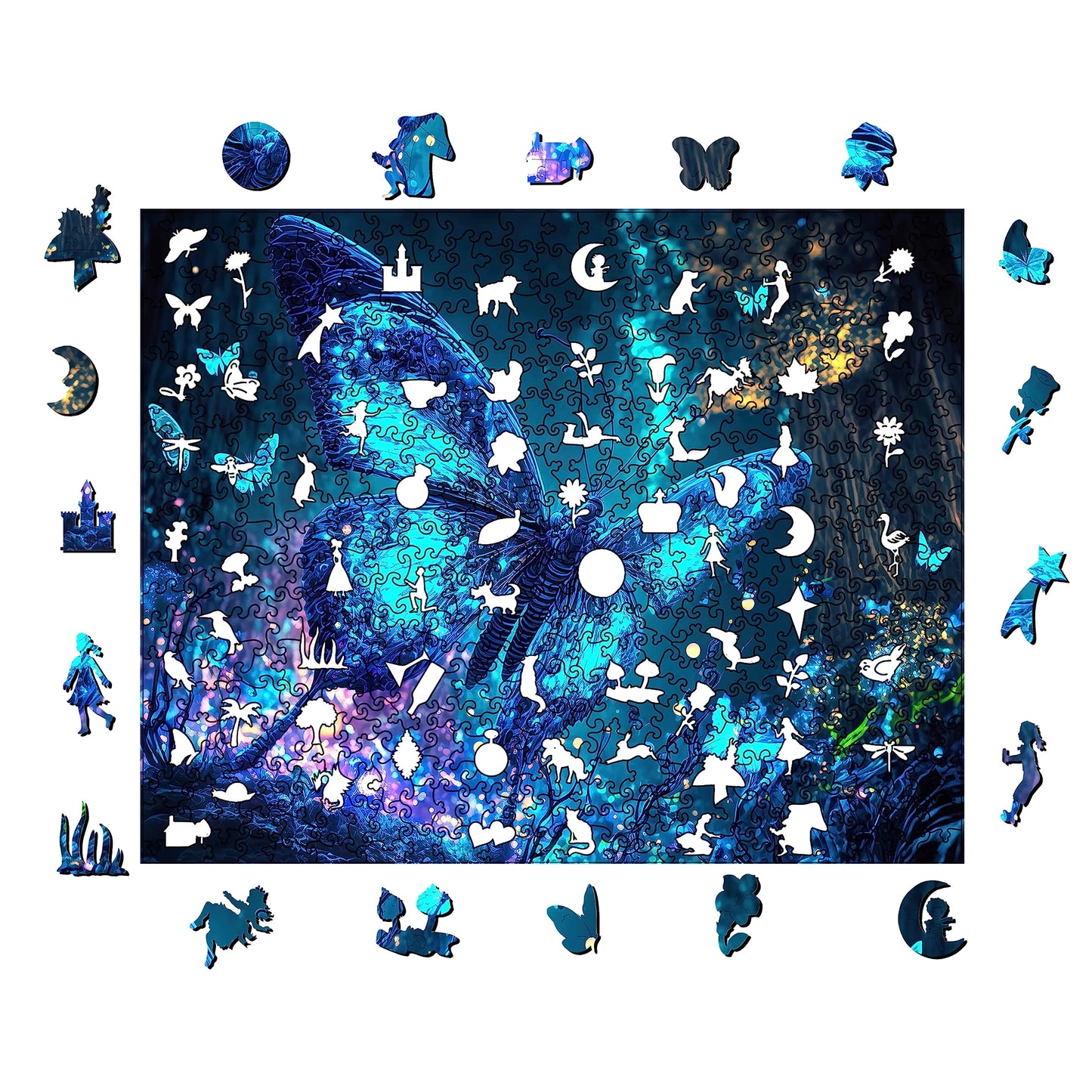 Fluorescent Butterfly A, Wooden Jigsaw Puzzles
