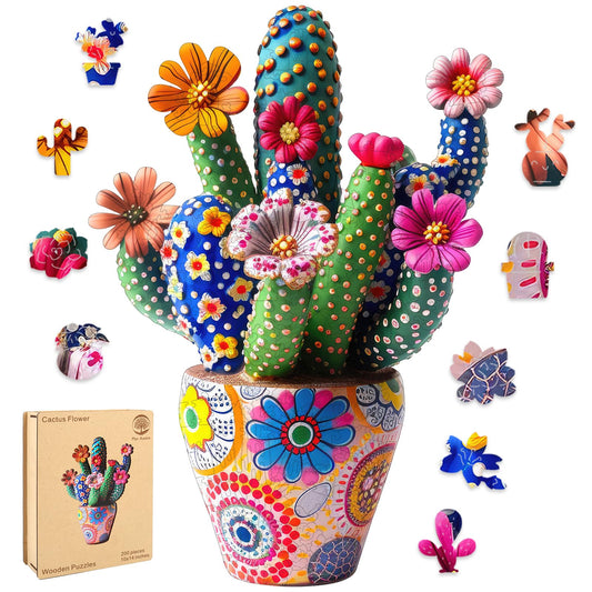 Cactus Flower, Wooden Jigsaw Puzzles