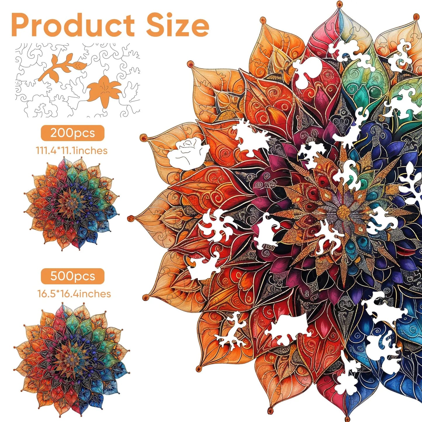 Colorful Mandala,  Wooden Jigsaw Puzzles