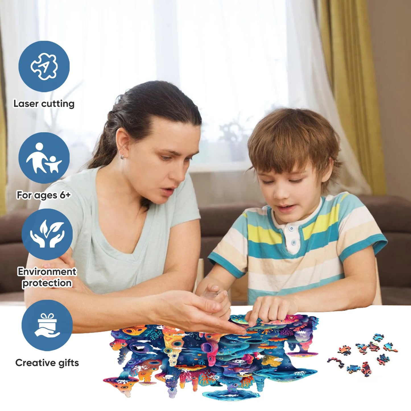 Coral, Wooden Jigsaw Puzzles