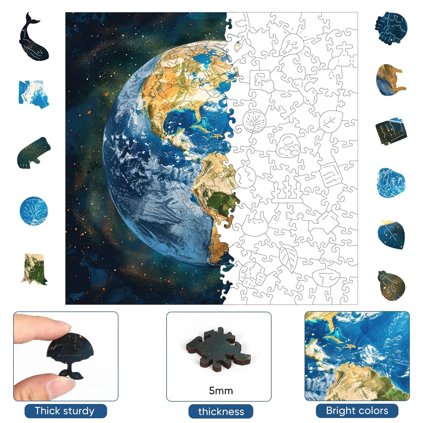 Space Earth, Wooden Jigsaw Puzzles