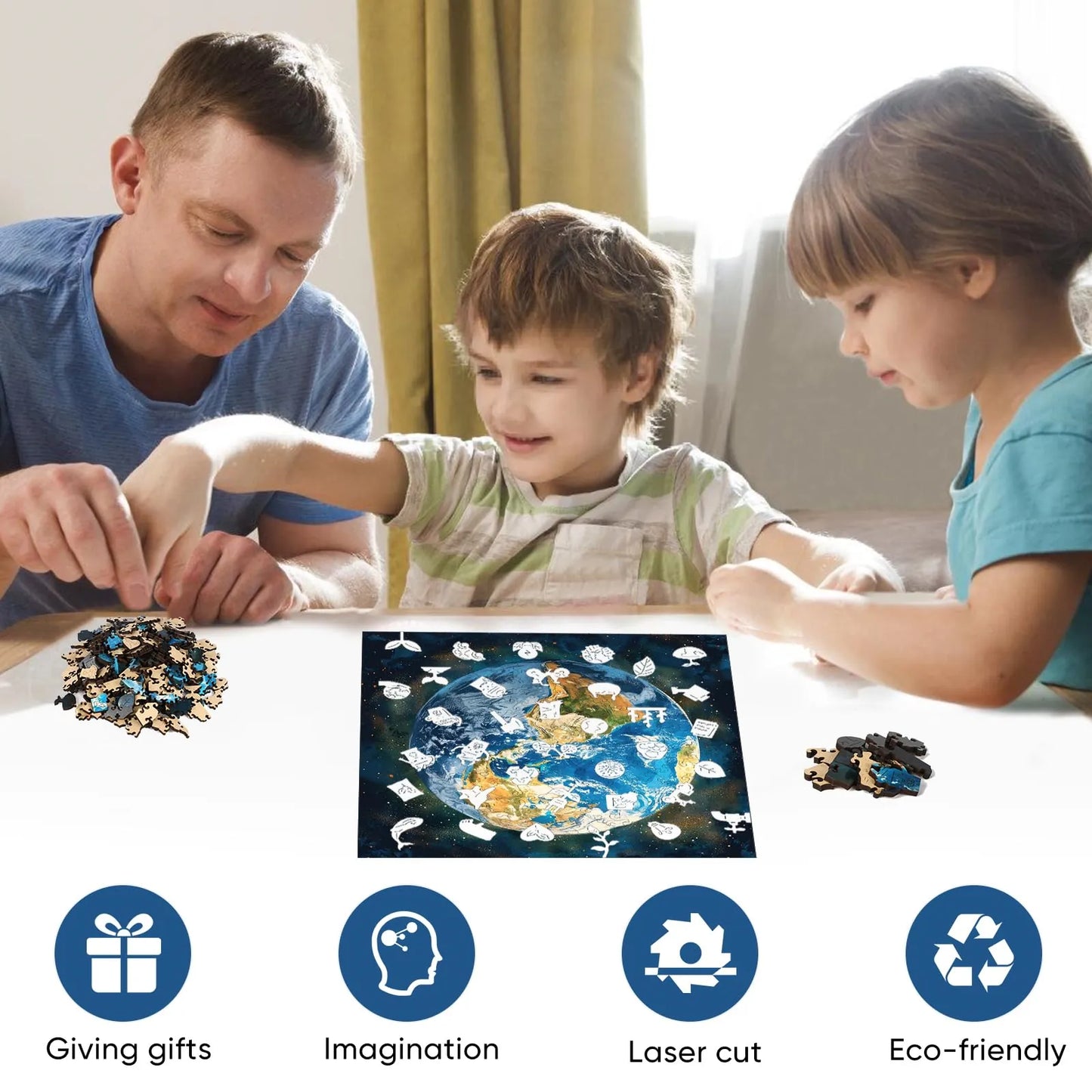 Space Earth, Wooden Jigsaw Puzzles