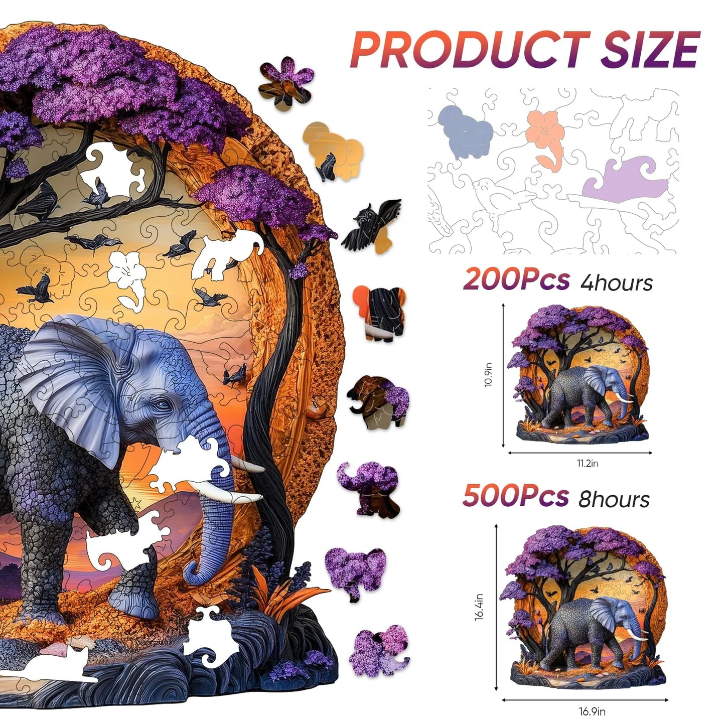Elephant Forest, Wooden Jigsaw Puzzles