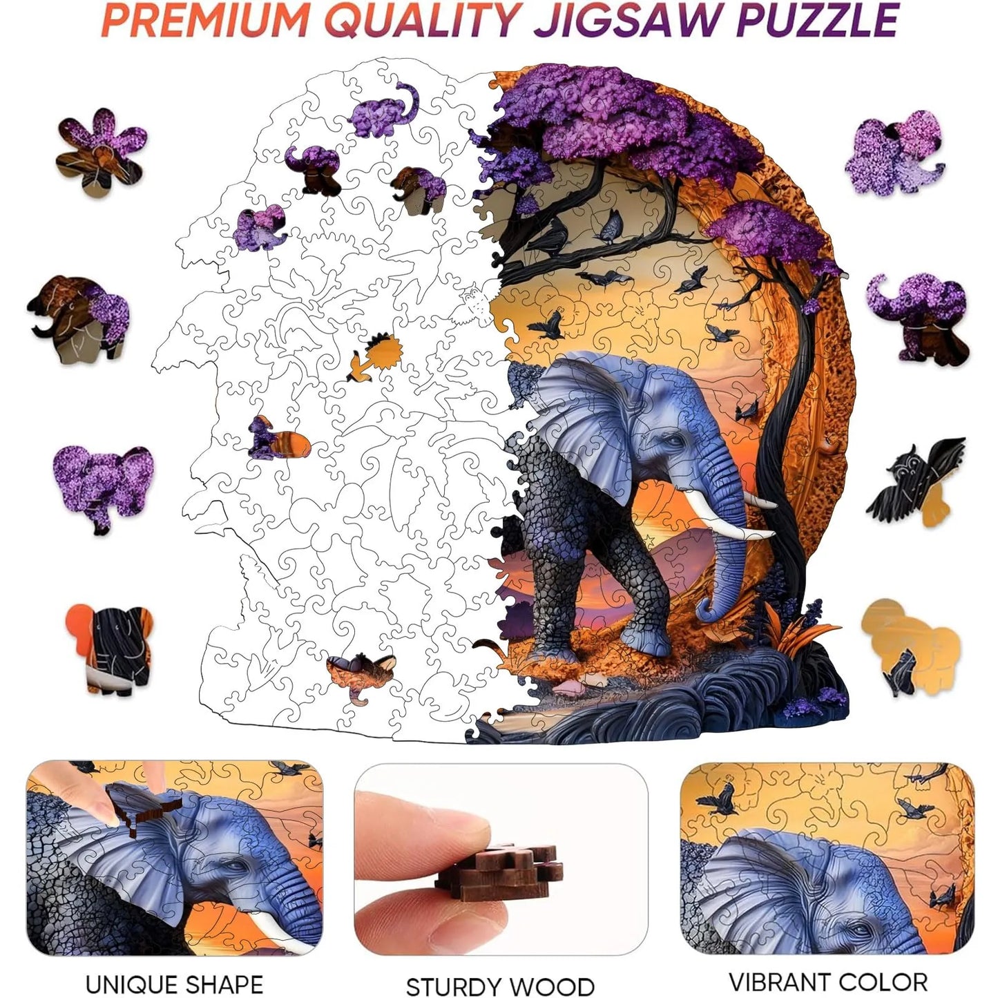 Elephant Forest, Wooden Jigsaw Puzzles