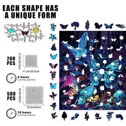 Fluorescent Butterfly B, Wooden Jigsaw Puzzles