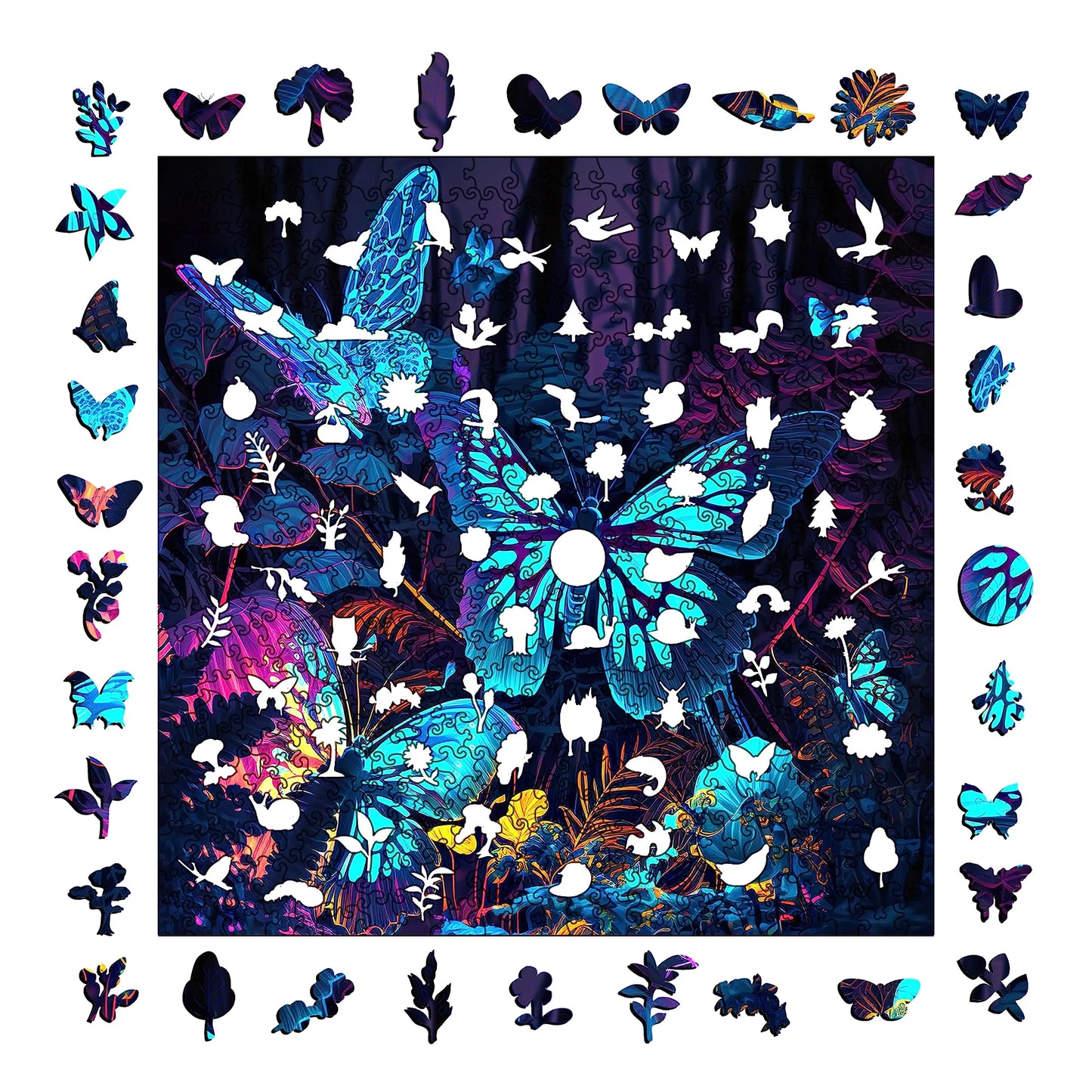 Fluorescent Butterfly B, Wooden Jigsaw Puzzles