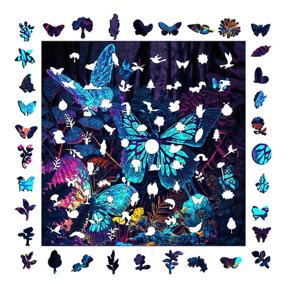 Fluorescent Butterfly B, Wooden Jigsaw Puzzles