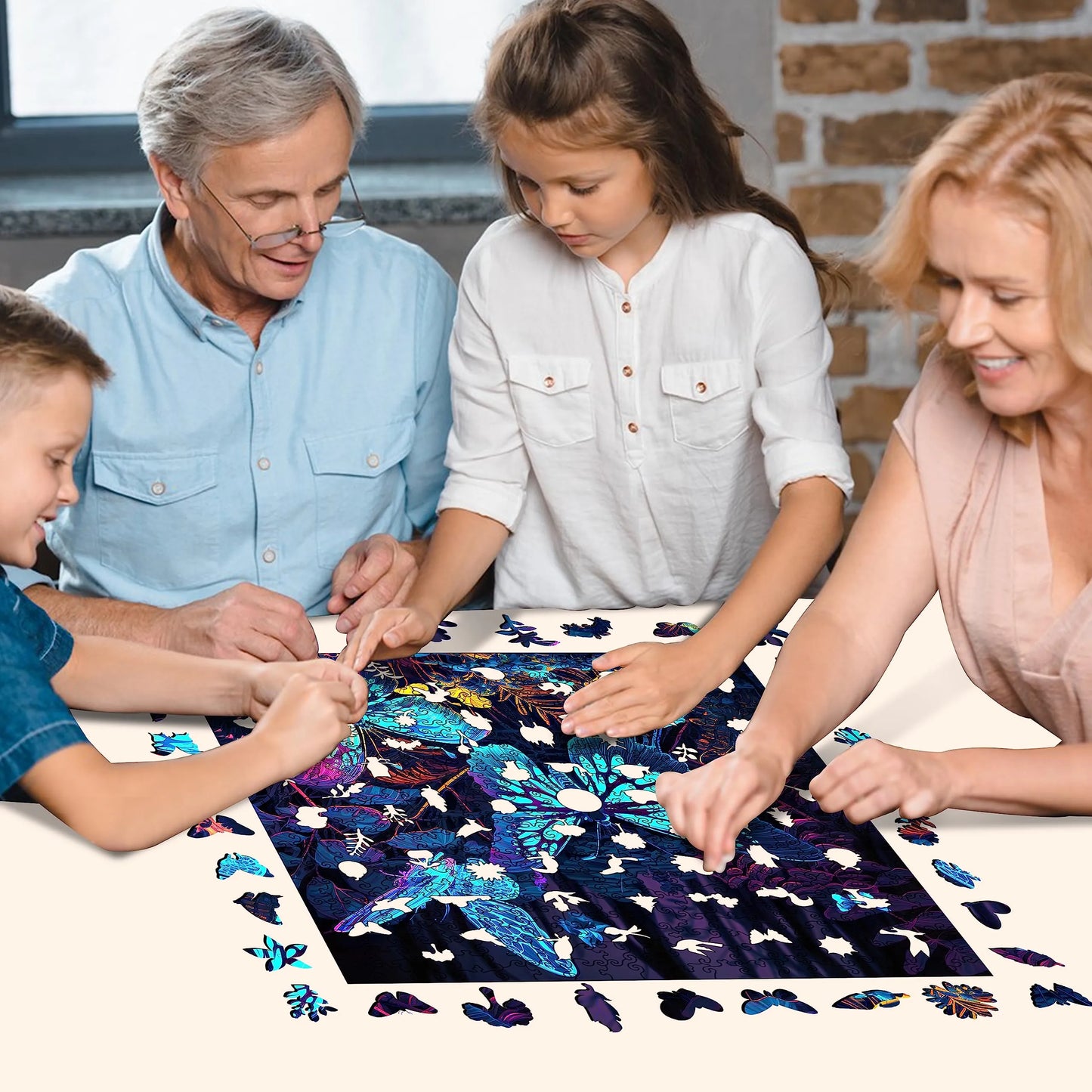 Fluorescent Butterfly B, Wooden Jigsaw Puzzles