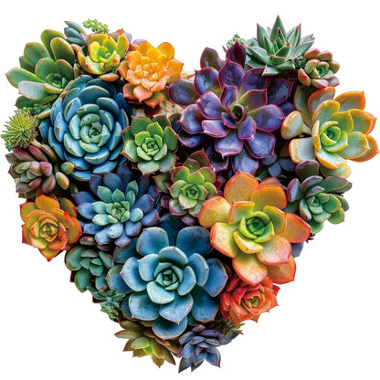 Heart Succulent, Wooden Jigsaw Puzzles