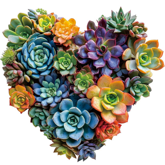 Heart Succulent, Wooden Jigsaw Puzzles