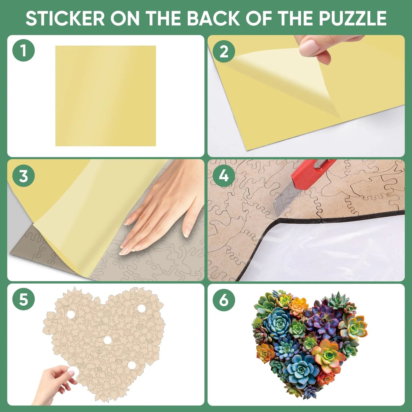 Heart Succulent, Wooden Jigsaw Puzzles