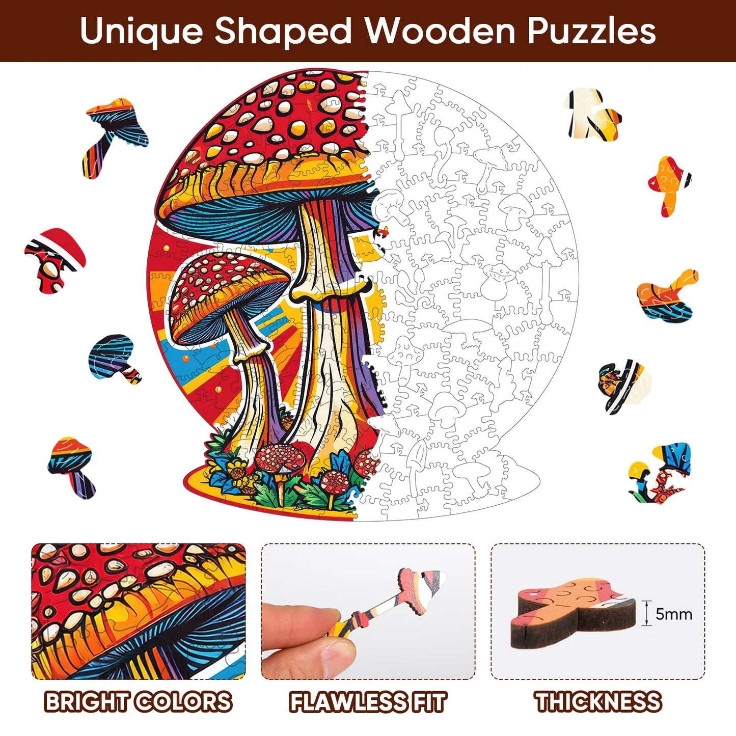 Mushroom, Wooden Jigsaw Puzzles