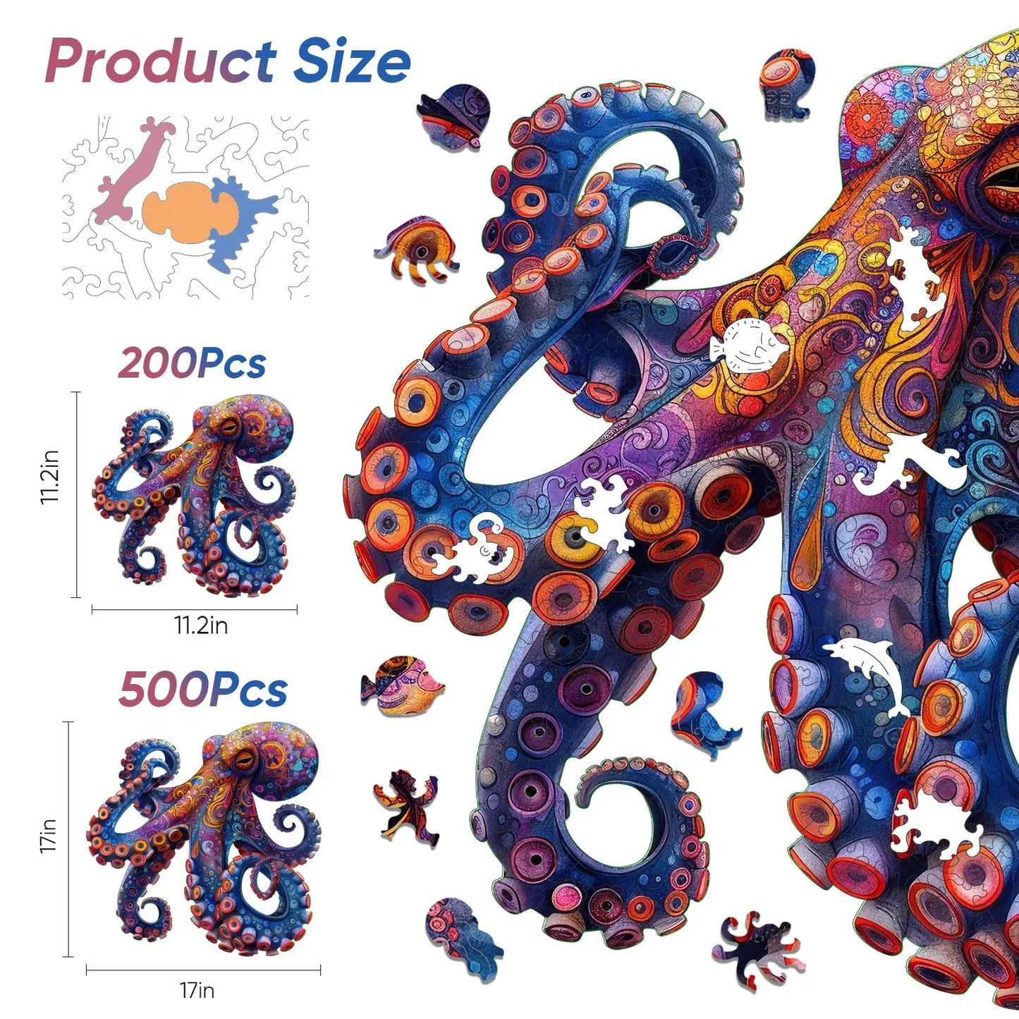 Octopus B, Wooden Jigsaw Puzzles