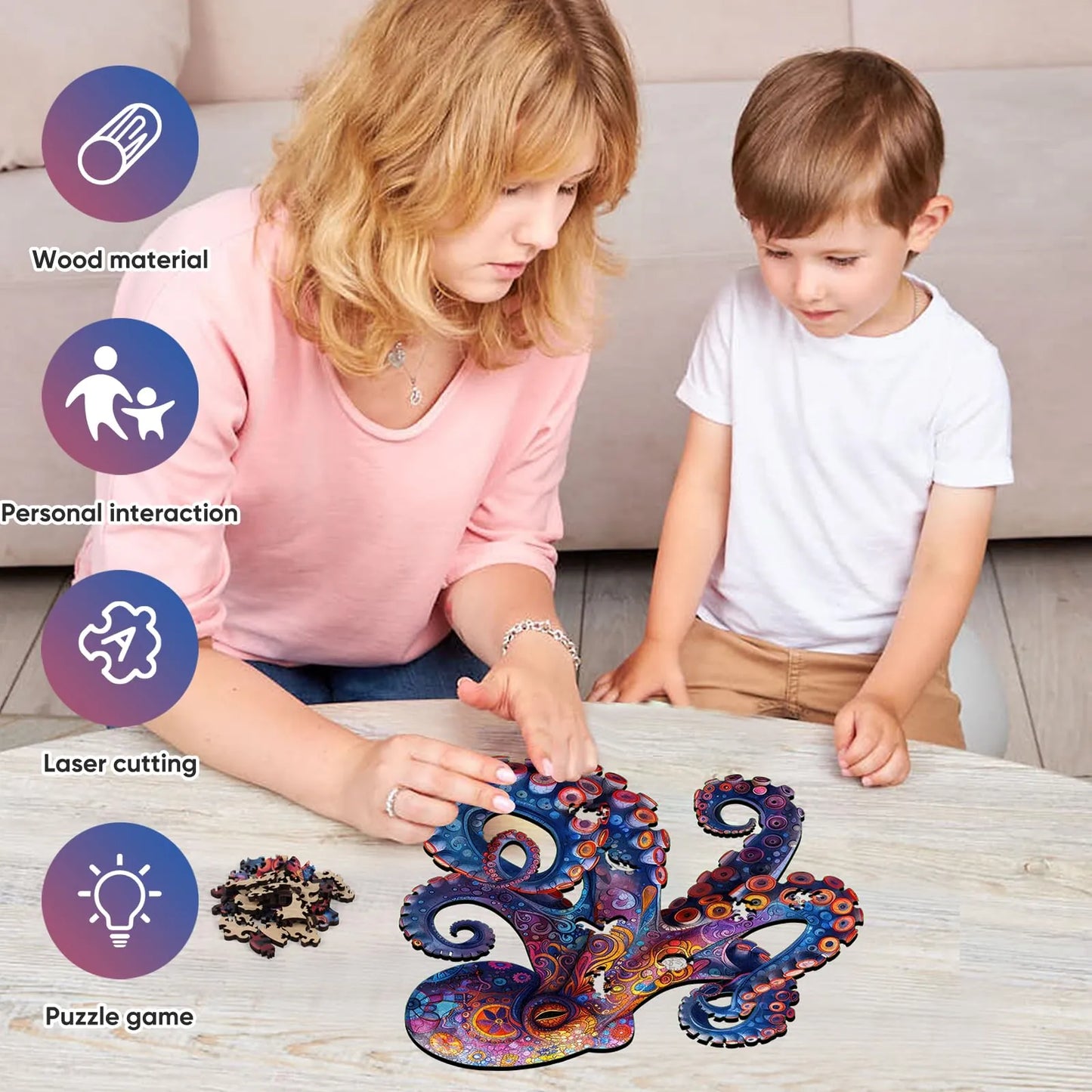 Octopus B, Wooden Jigsaw Puzzles