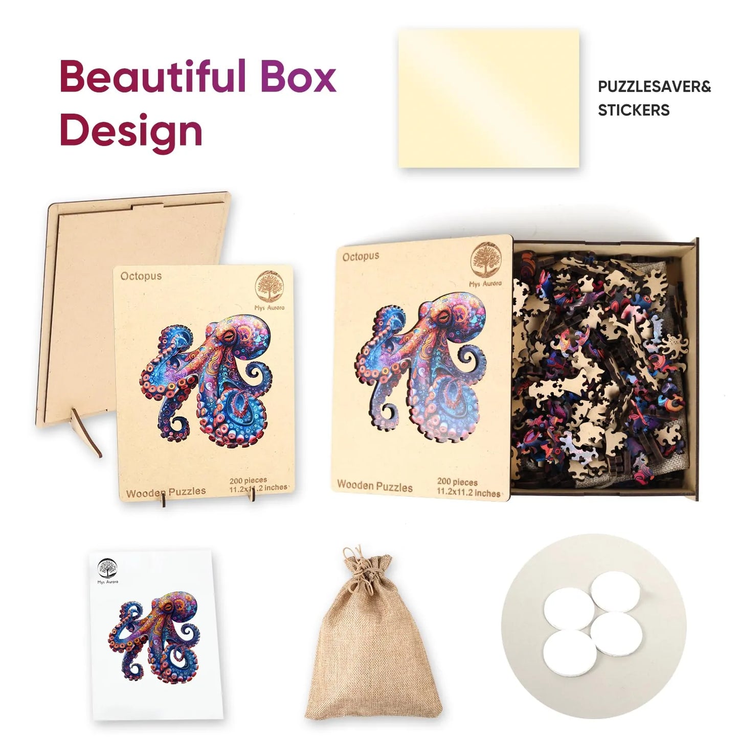 Octopus B, Wooden Jigsaw Puzzles