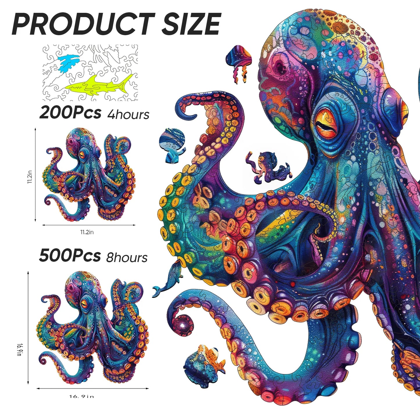 Octopus C, Wooden Jigsaw Puzzles