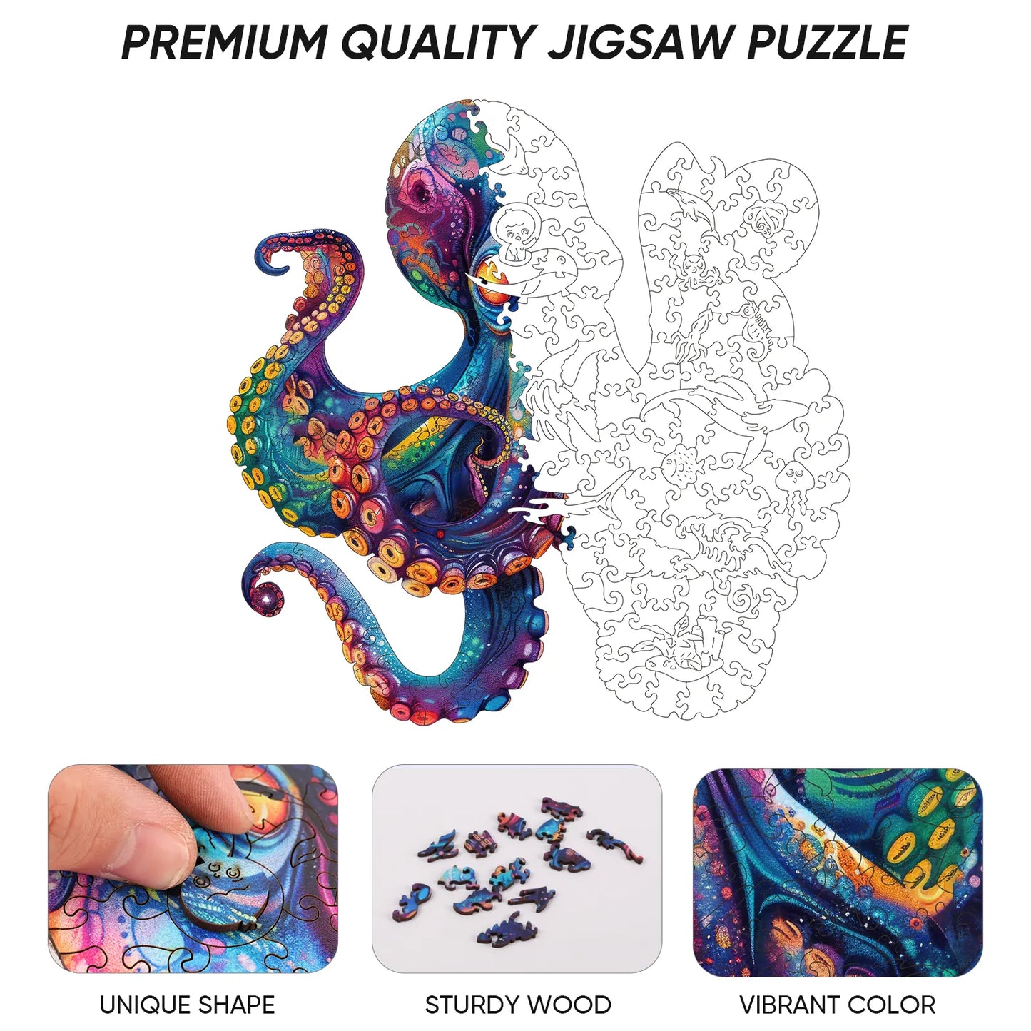 Octopus C, Wooden Jigsaw Puzzles