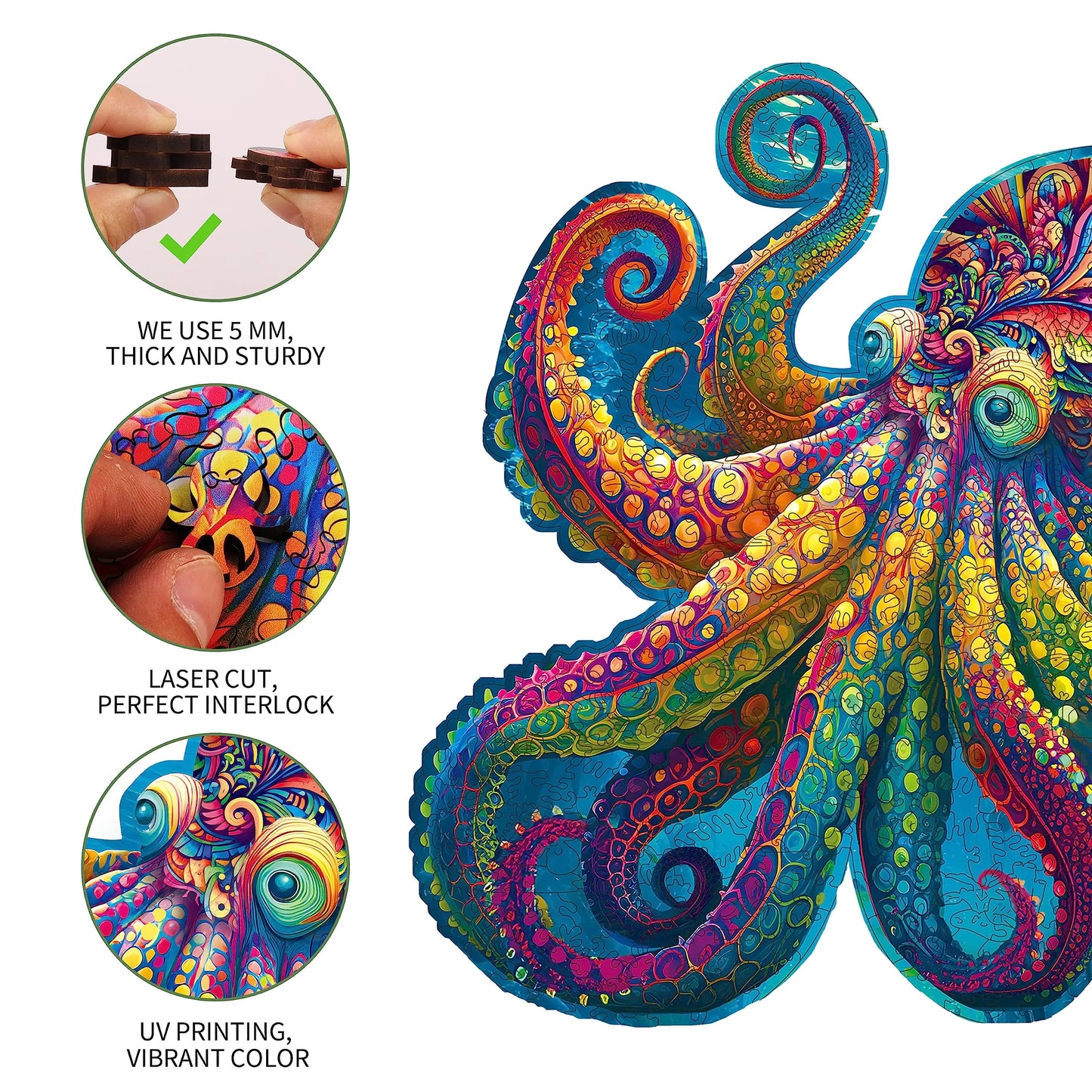 Octopus A, Wooden Jigsaw Puzzles
