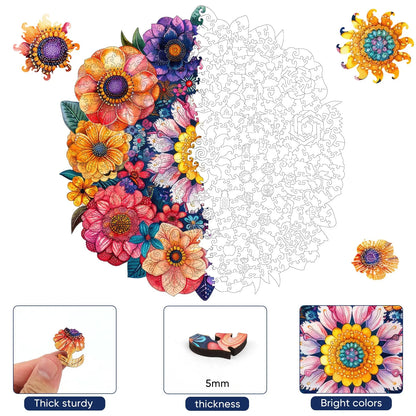 Round Flower, Wooden Jigsaw Puzzles
