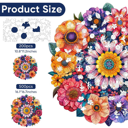 Round Flower, Wooden Jigsaw Puzzles