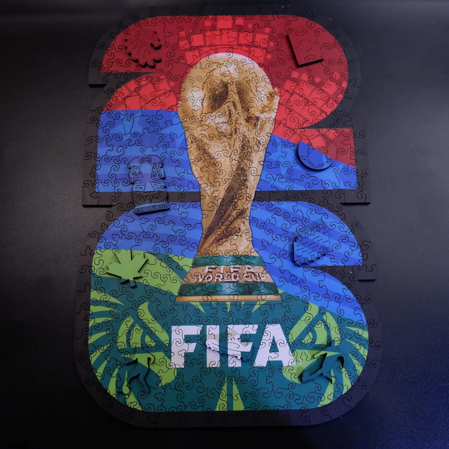 FIFA World Cup 2026 Host Countries & Trophy Luxury 300-Piece Wooden Puzzle | Premium Officially Licensed Gift