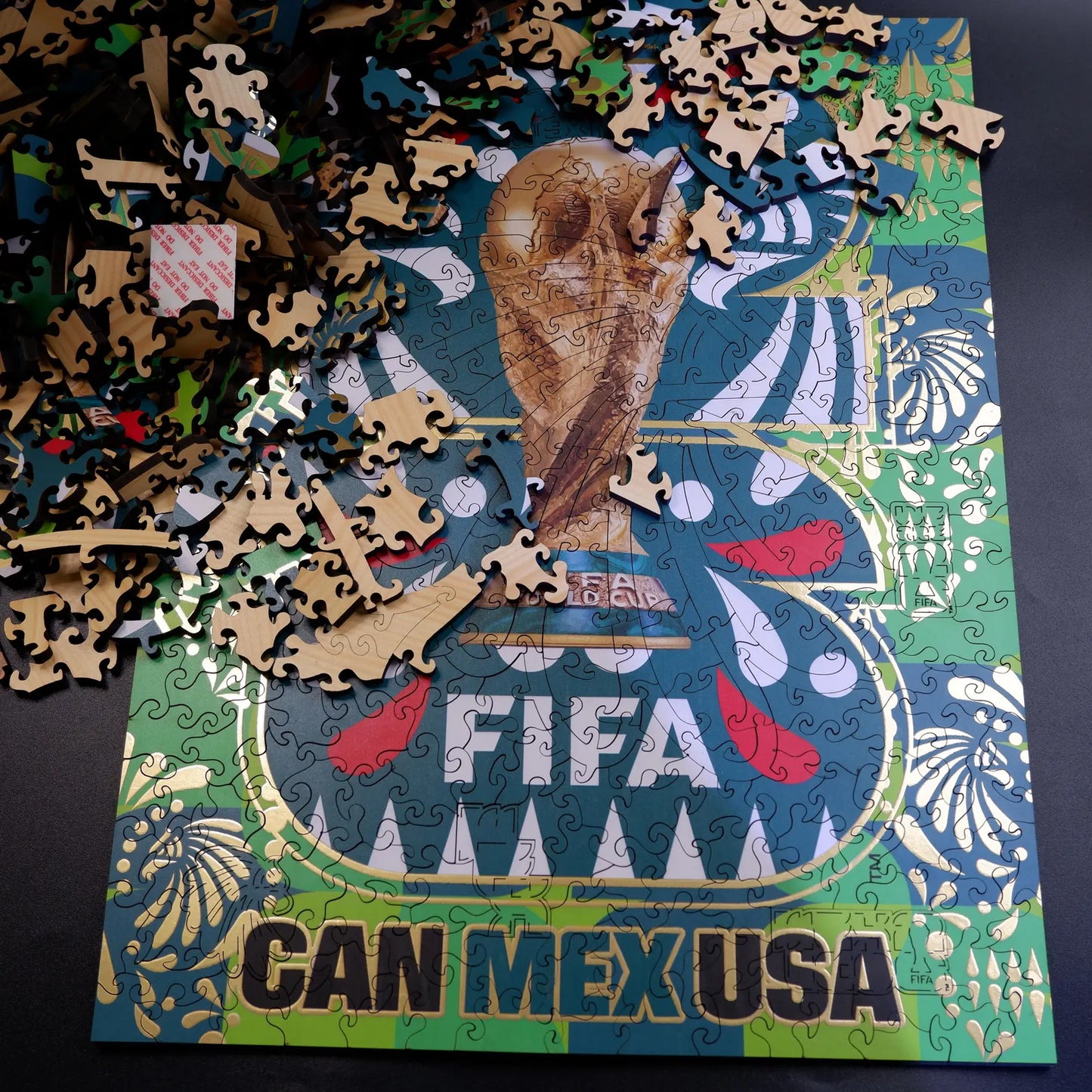 FIFA World Cup 2026 Mexico Host Logo Luxury 300-Piece Wooden Puzzle | Premium Officially Licensed Mexican Gift