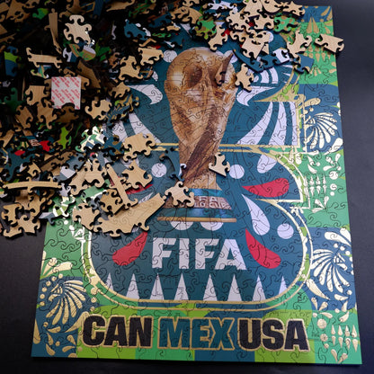 FIFA World Cup 2026 Mexico Host Logo Luxury 300-Piece Wooden Puzzle | Premium Officially Licensed Mexican Gift